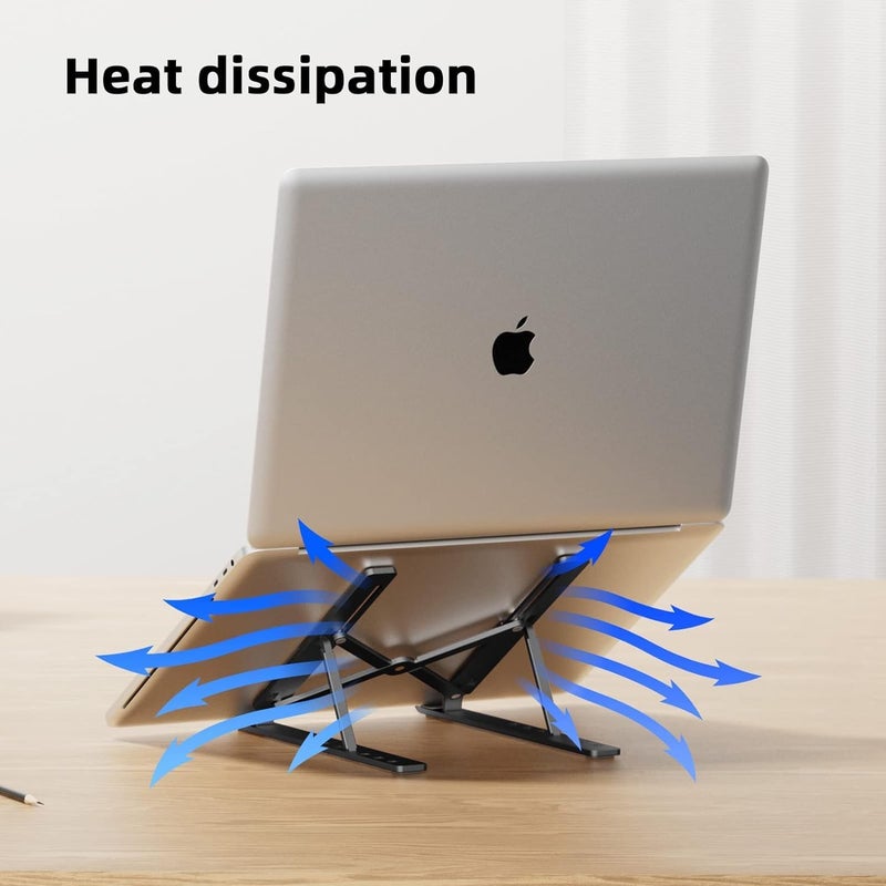 Portable Laptop Stand, Aluminum Laptop Holder, Adjustable Laptop Riser, Notebook Computer Laptop Stand For Desk Compatible With Macbook Air Pro, Dell, Asus, Hp, Lenovo, 10-15.6 Laptops (Black) - Image 3
