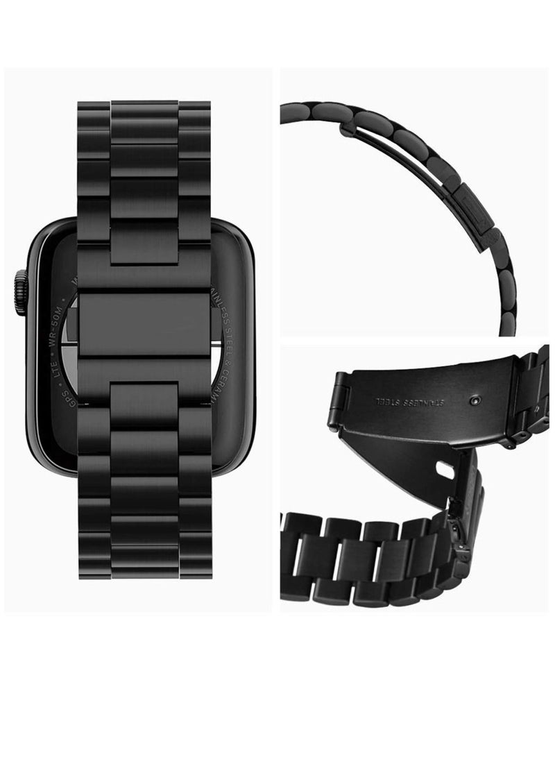 Zoom Plus Bluetooth Call Stainless Steel Sports Fitness Tracker Water Resistant Smartwatch For IOS Android - Black - Image 3