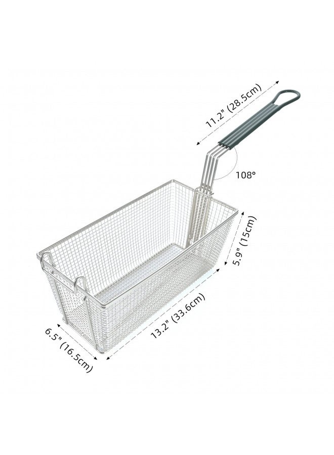 Delizon Delizon 2PCS Deep Fryer Basket with Front Hooks Non-Slip Handle, 13.2"x 6.5"x 5.9" Basket and 11.2" Long Handle Deep Fried Drain Basket for Floor Fryer, Easy Installation  - Image 2