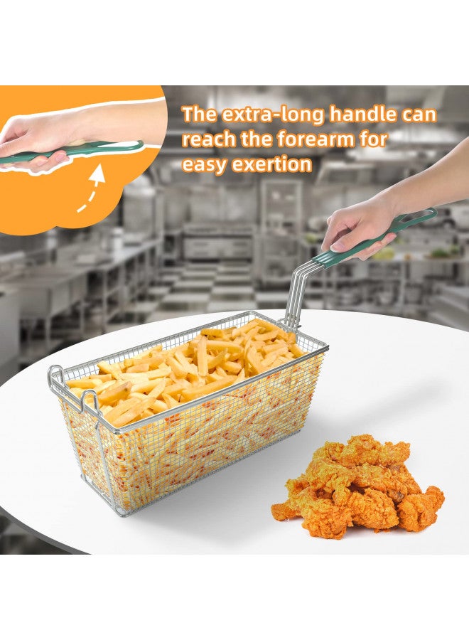 Delizon Delizon 2PCS Deep Fryer Basket with Front Hooks Non-Slip Handle, 13.2"x 6.5"x 5.9" Basket and 11.2" Long Handle Deep Fried Drain Basket for Floor Fryer, Easy Installation  - Image 1