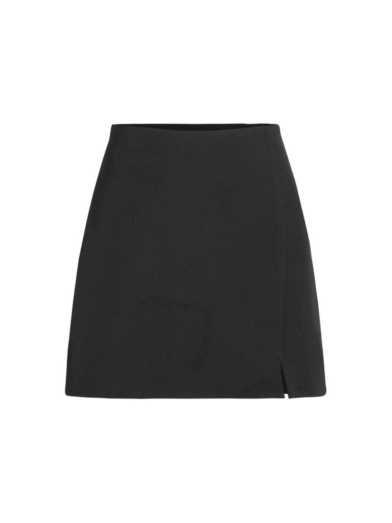 CIDER Mini Skirt High Waist Zip Up Split Bodycon Fitted Party A Line Skirt: Black, XL - Image 1