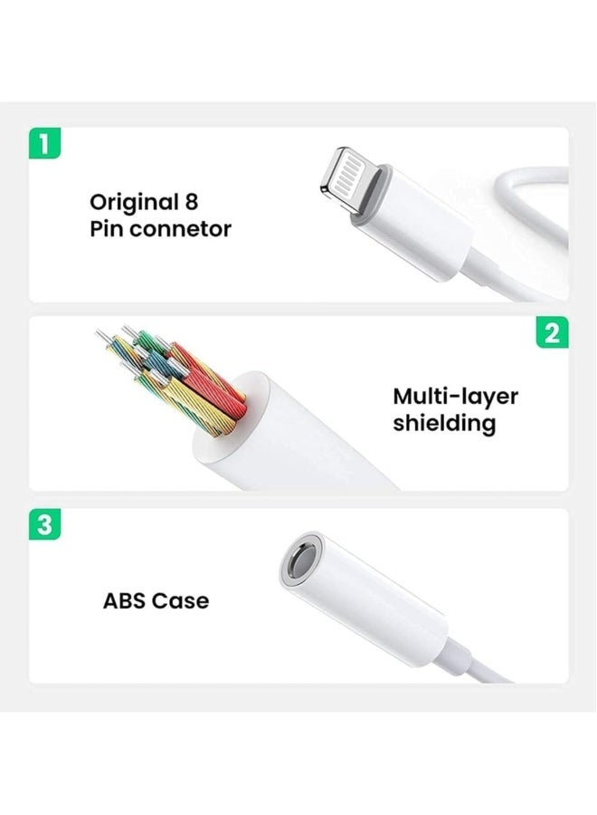 DUSALA Lightning to 3.5mm Audio Adapter for iPhone, Headphone Jack Converter(2 Pack) - Image 3