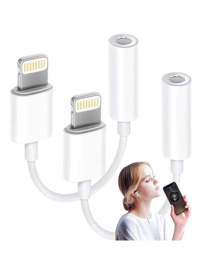 DUSALA Lightning to 3.5mm Audio Adapter for iPhone, Headphone Jack Converter(2 Pack) - Image 1