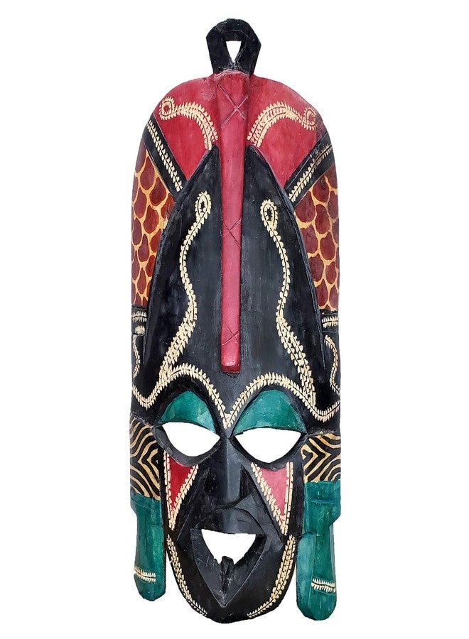 Stoneage Arts African Masai Masks Wall Hanging Art Hand Carving Safari Décor (12 Inch) - Image 1