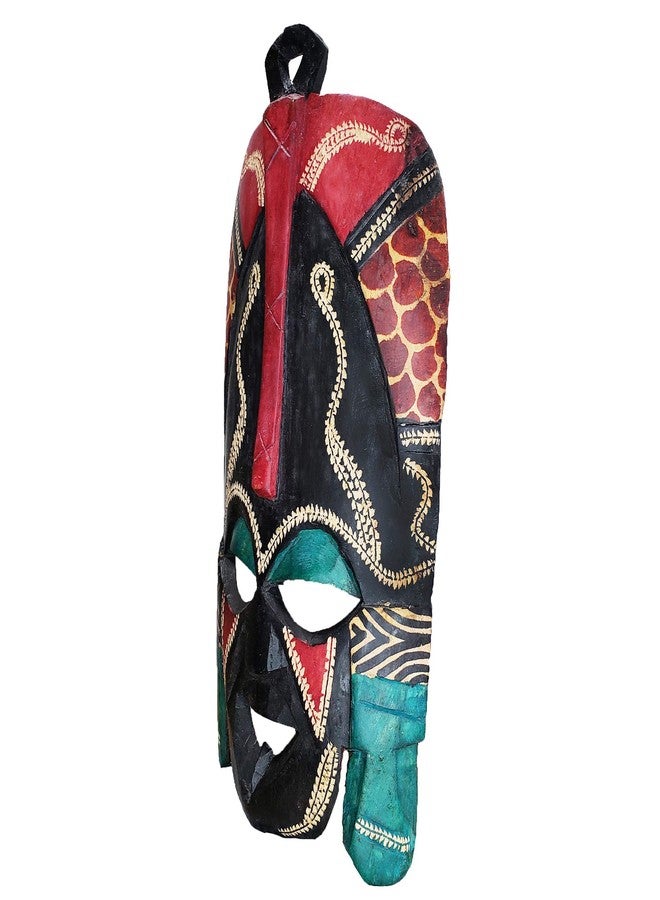 Stoneage Arts African Masai Masks Wall Hanging Art Hand Carving Safari Décor (12 Inch) - Image 3