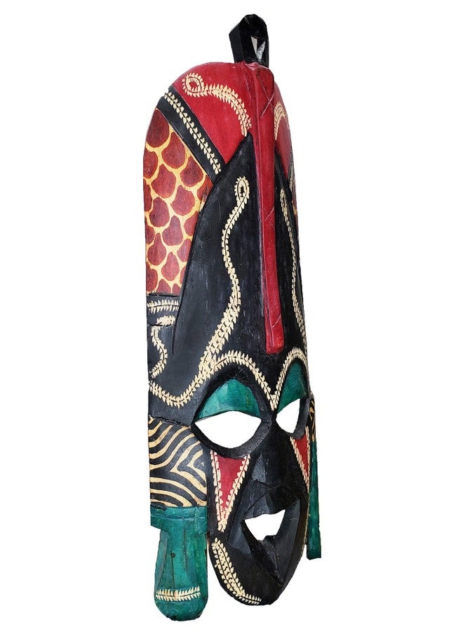 Stoneage Arts African Masai Masks Wall Hanging Art Hand Carving Safari Décor (12 Inch) - Image 2