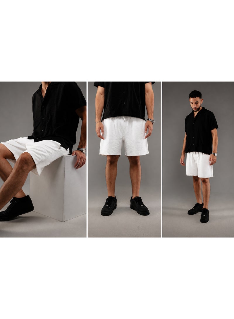 Linen short for men available in (beige , black & white) - Image 3