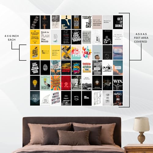PINACO INDIA Motivational Aesthetic Wall Collage Kit | Pack of 54 Wall Stickers Posters | 300 GSM Matte Art Card | 4x6 Inch | Bedroom, Office & Living Room Decor - Image 5