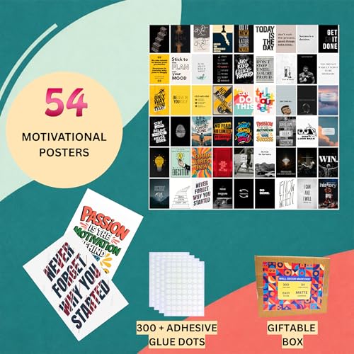 PINACO INDIA Motivational Aesthetic Wall Collage Kit | Pack of 54 Wall Stickers Posters | 300 GSM Matte Art Card | 4x6 Inch | Bedroom, Office & Living Room Decor - Image 4