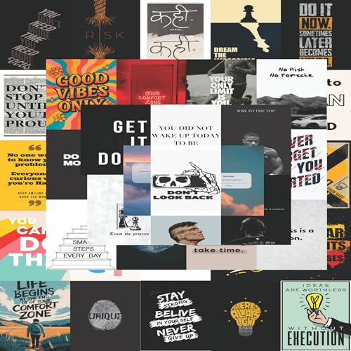 PINACO INDIA Motivational Aesthetic Wall Collage Kit | Pack of 54 Wall Stickers Posters | 300 GSM Matte Art Card | 4x6 Inch | Bedroom, Office & Living Room Decor - Image 2