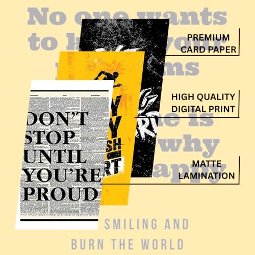 PINACO INDIA Motivational Aesthetic Wall Collage Kit | Pack of 54 Wall Stickers Posters | 300 GSM Matte Art Card | 4x6 Inch | Bedroom, Office & Living Room Decor - Image 3