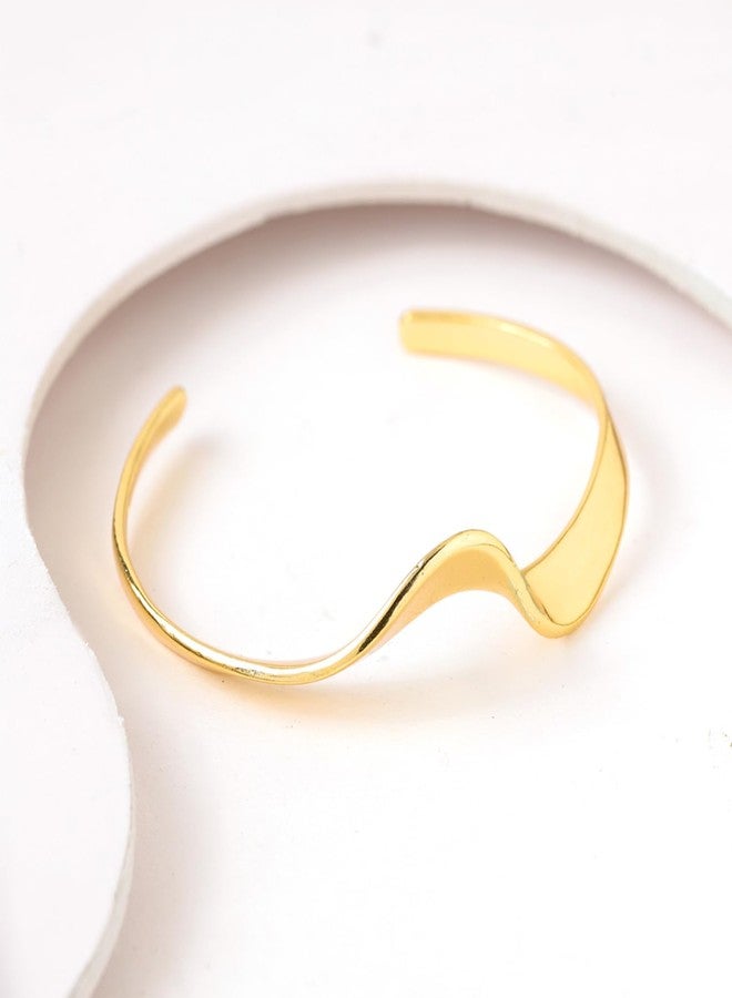 VOYLLA Flow Tide Ribbon Cuff Bracelet for Women Anti Tarnish Gold Stylish Western Adjustable Open Cuff Bracelet Valentines Womens Day Gift for Girlfriend Wife Anniversary Gift for Her - Image 2