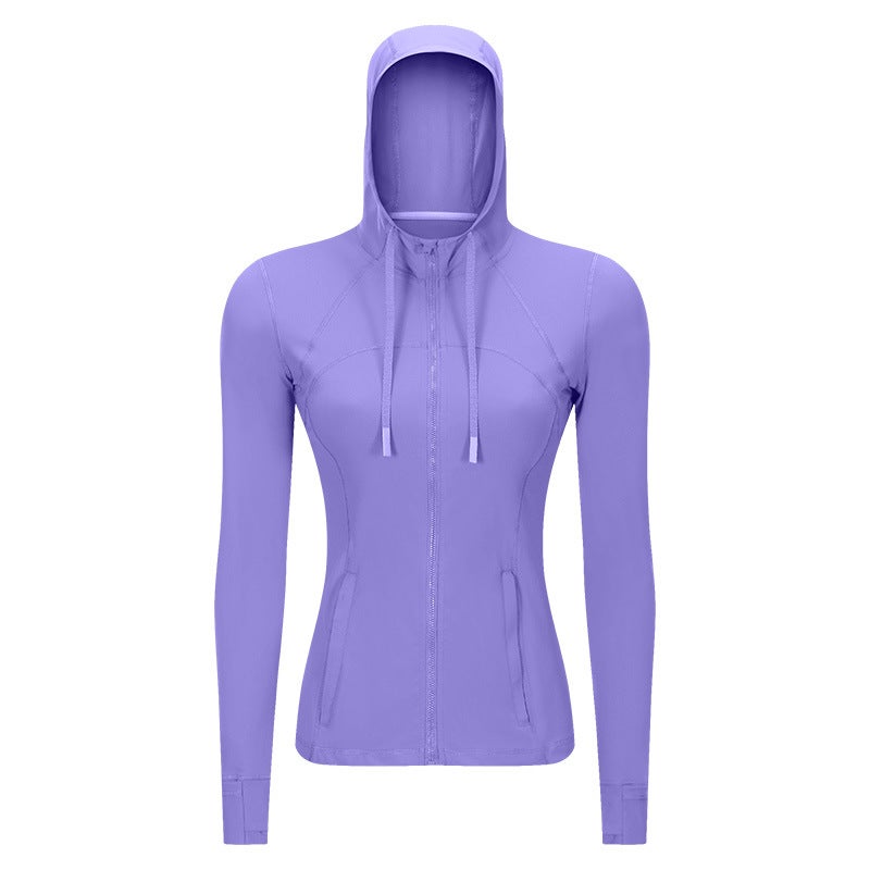 Autumn Winter Slim Fit Yoga Hoodie Jacket Platycodon purple  - Image 1