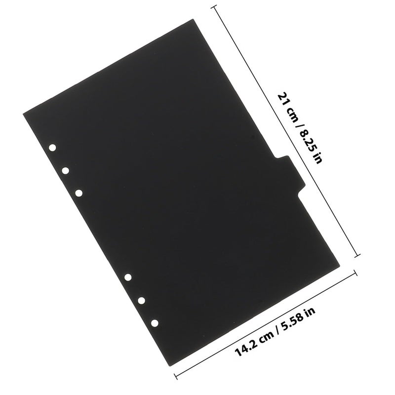 Black PVC A5 Loose Leaf Binder Tabs Divider Set 14 Pcs 6 Hole Detachable Page Markers for Office School Home Filing Organization - Image 3