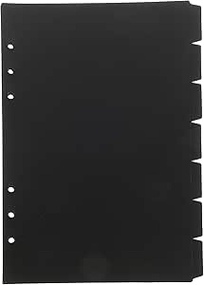 Black PVC A5 Loose Leaf Binder Tabs Divider Set 14 Pcs 6 Hole Detachable Page Markers for Office School Home Filing Organization - Image 1