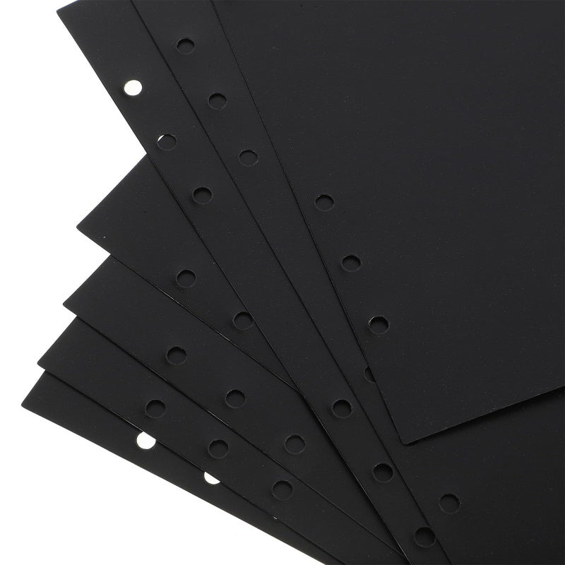 Black PVC A5 Loose Leaf Binder Tabs Divider Set 14 Pcs 6 Hole Detachable Page Markers for Office School Home Filing Organization - Image 4