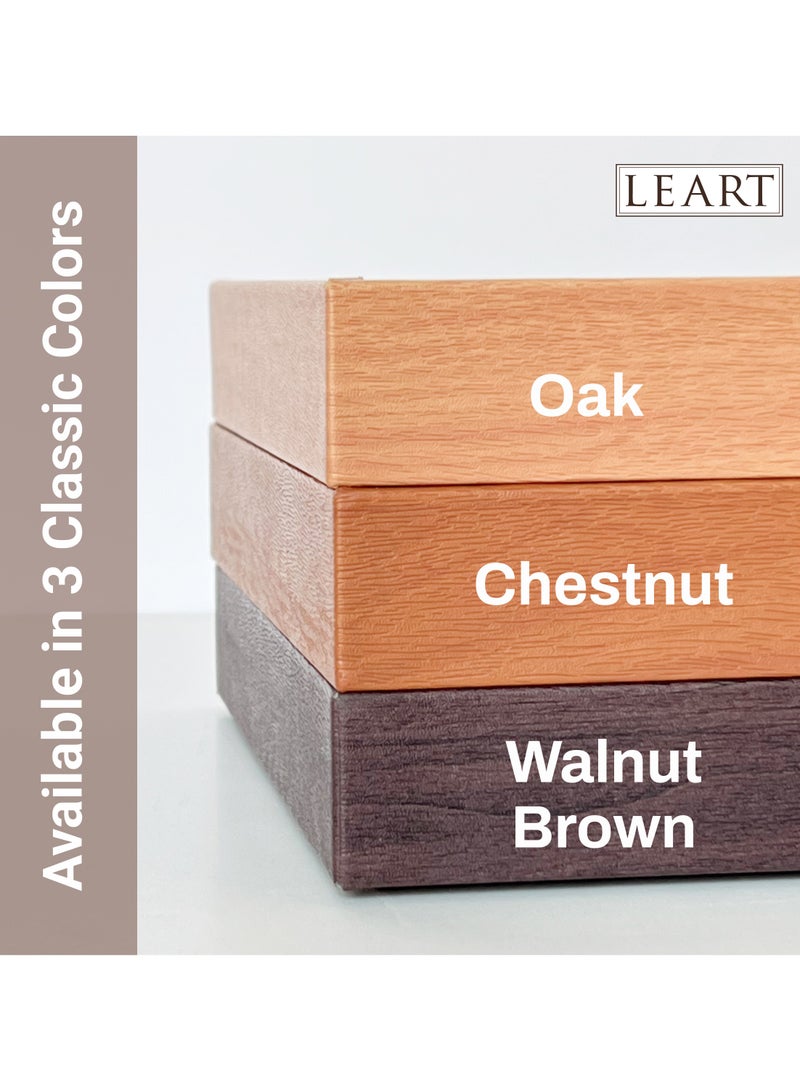 LeArt Leather Valet Tray for Men & Women – Leather Tray Organizer | Bedside, Nightstand, Office Desk Organizer Tray | Catchall Tray (Wooden Walnut) - Image 5