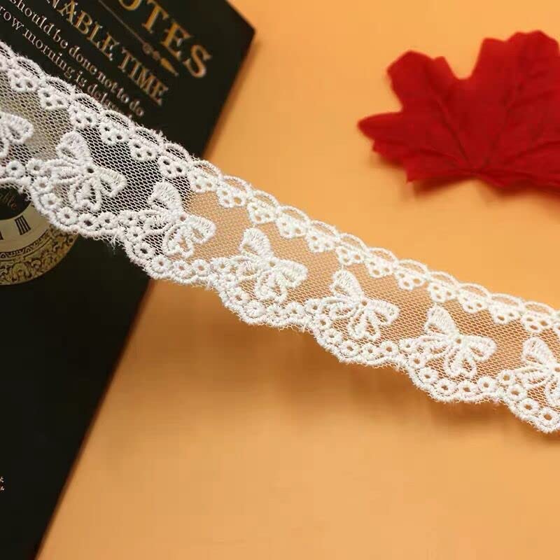 Buysk 5 Yards Cotton Bowknot Eyelet Lace Trim Ribbon for Sewing Crafts Wedding Decoration Gift Wrap, 1.4 Inch Wide (White) - Image 5