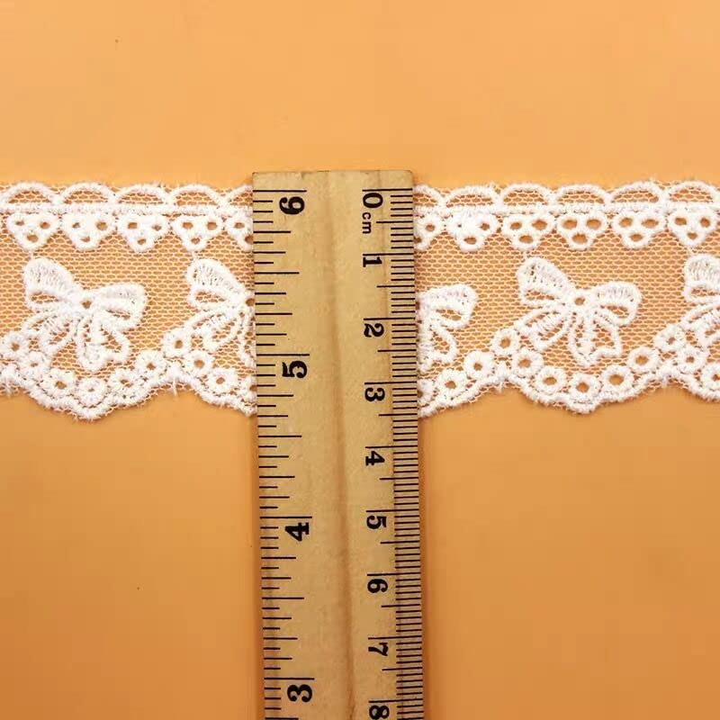 Buysk 5 Yards Cotton Bowknot Eyelet Lace Trim Ribbon for Sewing Crafts Wedding Decoration Gift Wrap, 1.4 Inch Wide (White) - Image 4