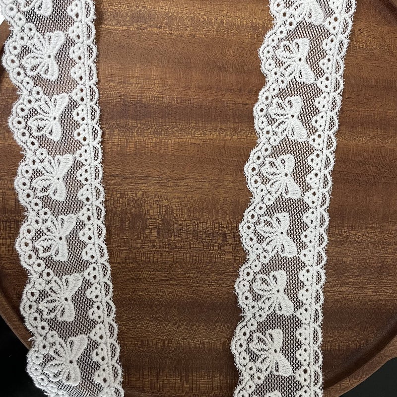 Buysk 5 Yards Cotton Bowknot Eyelet Lace Trim Ribbon for Sewing Crafts Wedding Decoration Gift Wrap, 1.4 Inch Wide (White) - Image 3