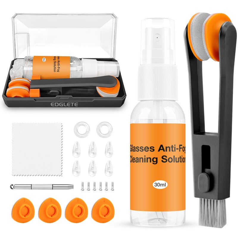 Edglete Glasses Cleaner Kit Eyeglass Cleaner, Anti Fog Spray with Microfiber Lens Cleaning Cloth, Glasses Repair Tool with Screws, Portable Travel Eyeglasses Cleaning Kit with Case - Image 1