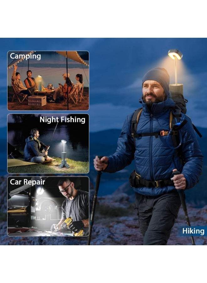 Meetion Camping Lantern Rechargeable 14000mAh Battery Operated, Outdoor Telescopic Camping Tent Lights, 5 Light Modes, Magnetic Base, LED Flashlight Camping Essentials for Camping, Hiking, Emergency - Image 4