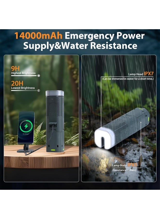 Meetion Camping Lantern Rechargeable 14000mAh Battery Operated, Outdoor Telescopic Camping Tent Lights, 5 Light Modes, Magnetic Base, LED Flashlight Camping Essentials for Camping, Hiking, Emergency - Image 2