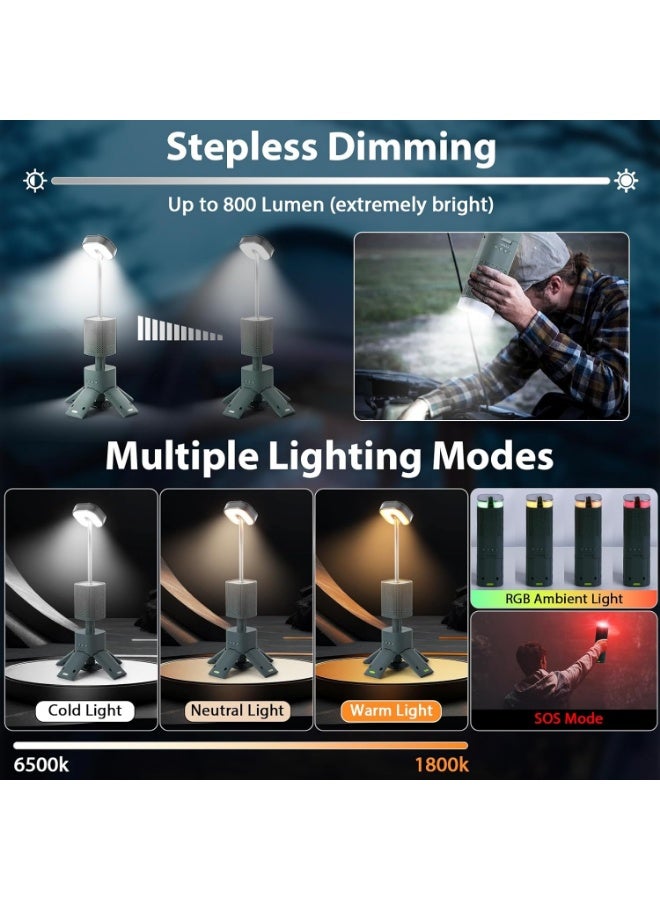 Meetion Camping Lantern Rechargeable 14000mAh Battery Operated, Outdoor Telescopic Camping Tent Lights, 5 Light Modes, Magnetic Base, LED Flashlight Camping Essentials for Camping, Hiking, Emergency - Image 3