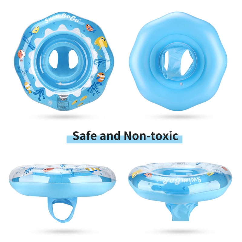 Swimbobo Inflatable Baby Swimming Float with Safe Seat for Age 6-36 Months Toddler (Blue Ocean) - Image 5