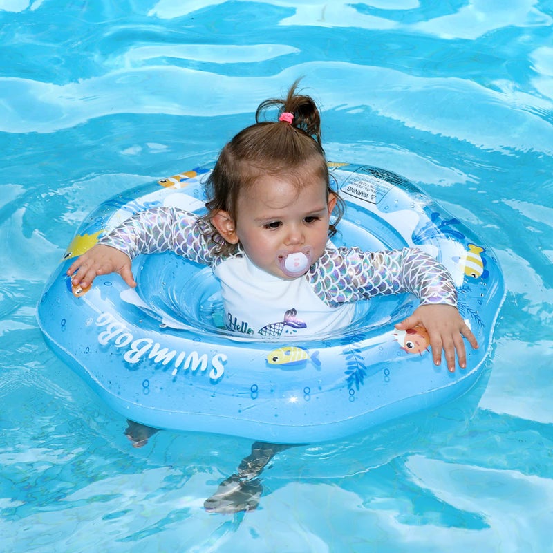 Swimbobo Inflatable Baby Swimming Float with Safe Seat for Age 6-36 Months Toddler (Blue Ocean) - Image 1