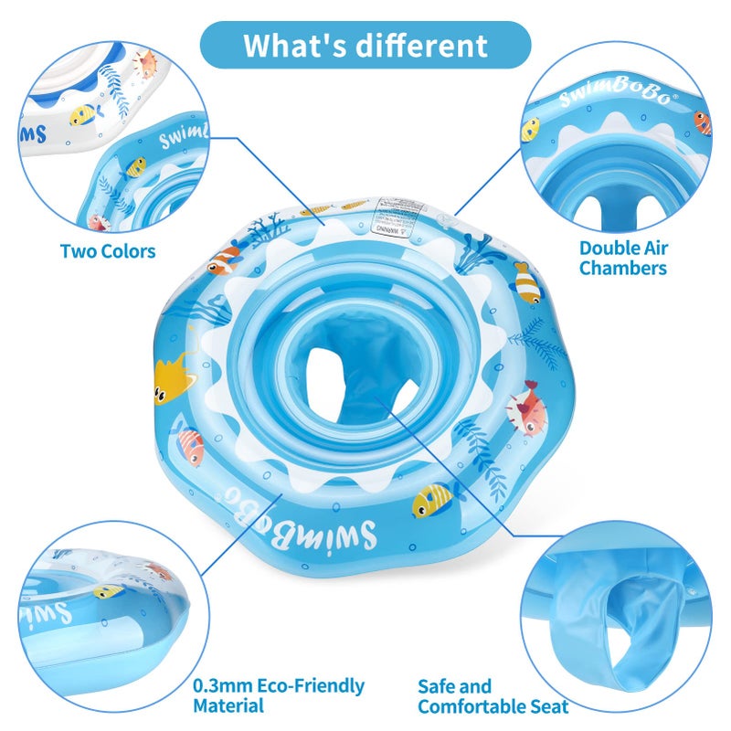 Swimbobo Inflatable Baby Swimming Float with Safe Seat for Age 6-36 Months Toddler (Blue Ocean) - Image 3