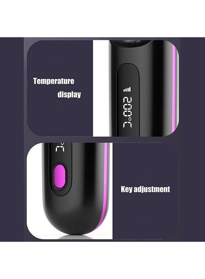 Cordless Hair Straightener Brush, USB Rechargeable 4000mAh Straightening Brush for Travel Mini Curling Iron for Short Hair Negative Ion Anti-Scald Hot Comb Flat Iron 3 Temp-Settings, Black - Image 5