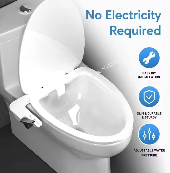 Crobat Bidet Attachment for Toilet NonElectric Dual Nozzle for Frontal Rear Wash Adjustable Water Pressure Control Fresh Water Bidet Toilet Seat Self Cleaning Water Sprayer - Image 4