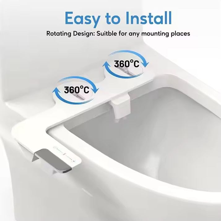 Crobat Bidet Attachment for Toilet NonElectric Dual Nozzle for Frontal Rear Wash Adjustable Water Pressure Control Fresh Water Bidet Toilet Seat Self Cleaning Water Sprayer - Image 2
