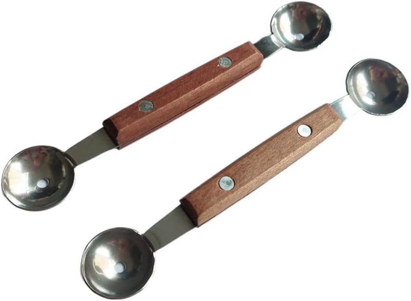 Ebonee Double-Sided Fruit Melon Baller Spoon with wood handle, 2 in 1 Stainless Steel Scoop Cutter 16cm (2 Pack) - Image 4