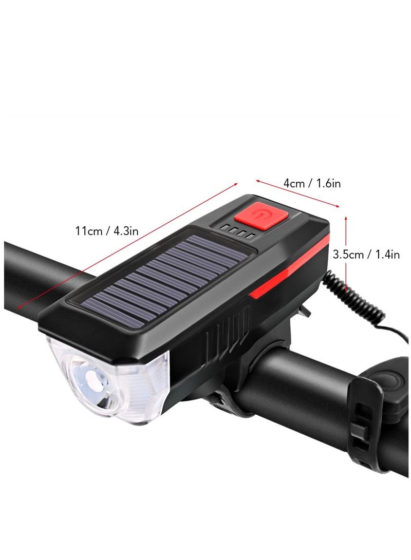 Waterproof Solar-USB Charging Bike Light Horn 11x4x3.5cm - Image 5