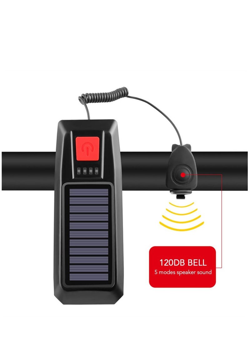 Waterproof Solar-USB Charging Bike Light Horn 11x4x3.5cm - Image 4