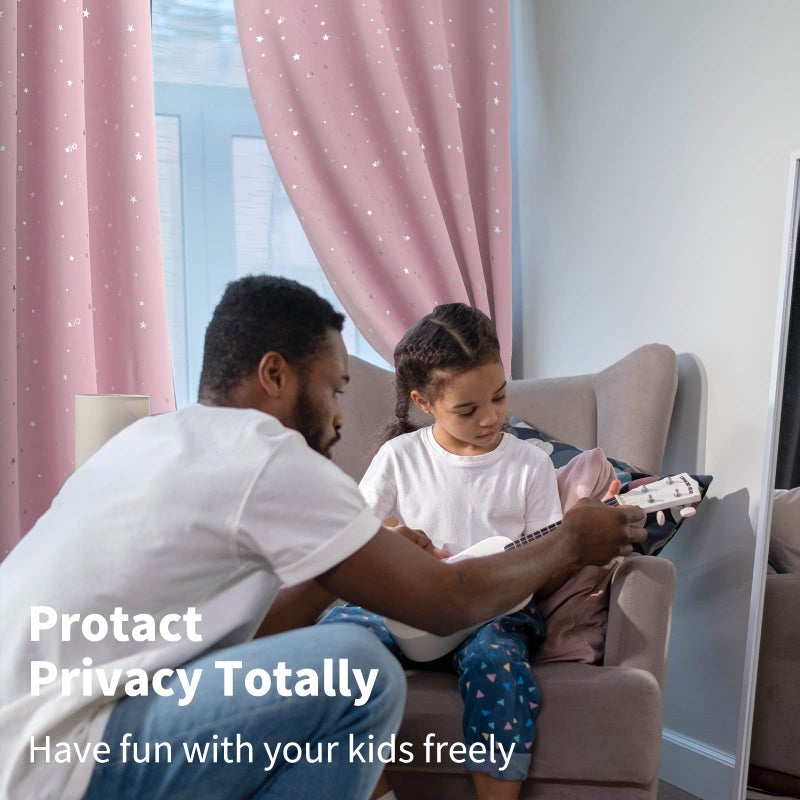 BGment الستائر Bragge Kids Blackout لغرفة النوم - Grommet حراري معزول نجم طباعة غرفة الستائر الداكنة للأطفال مجموعة من لوحين 52 × 84 بوصة - Image 3