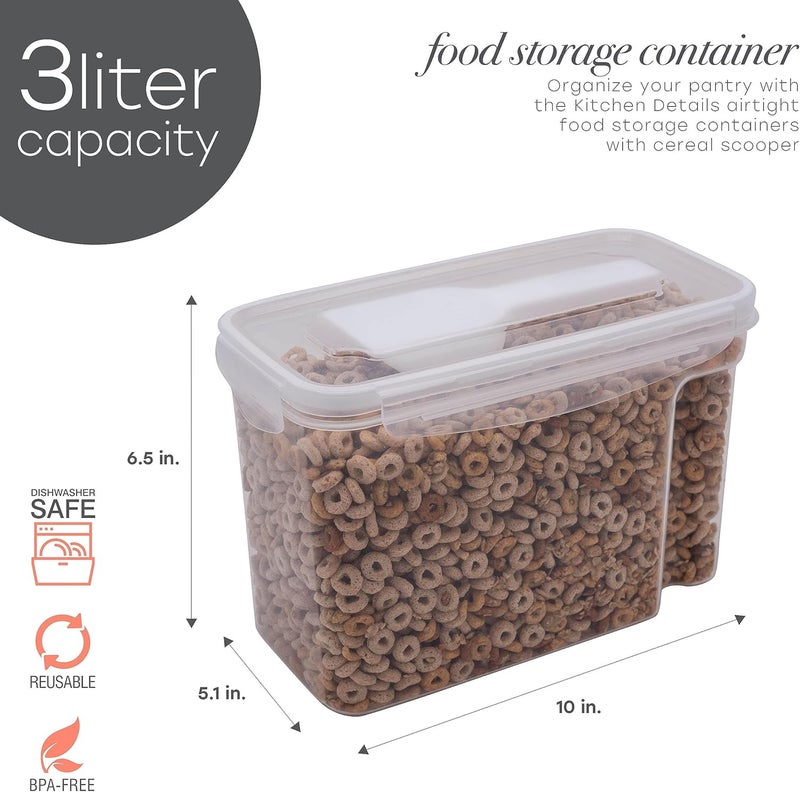Kitchen Details Cereal Container with Scooper | Medium | Airtight | Food Tin | Keeps Fresh | Kitchen & Pantry Storage Organizers | Clear - Image 2