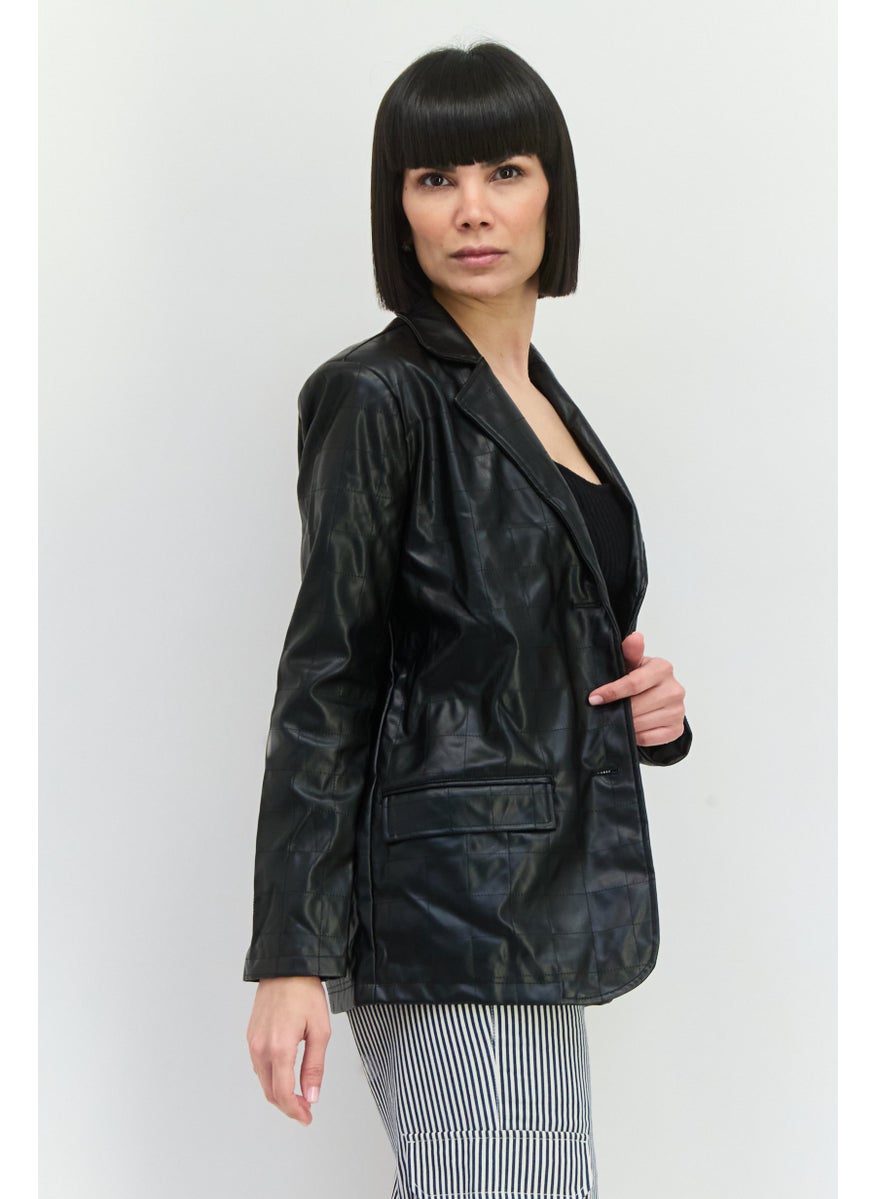 4th & Reckless - Women Petite Solid Casual Blazer, Black - Image 1