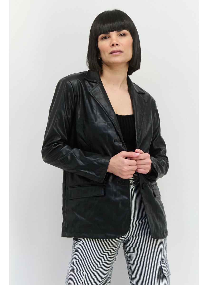 4th & Reckless - Women Petite Solid Casual Blazer, Black - Image 1