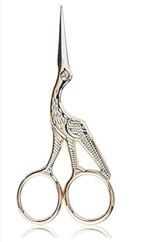 LIUSM 3.6" Stainless Steel Tip Classic Stork Scissors Crane Design Sewing Scissors DIY Tools Small Shear for Embroidery, Craft, Needle Work, Art Work Everyday Use Gold Scissors - Image 1
