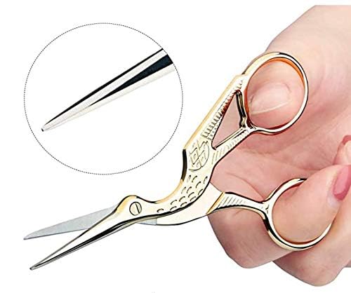 LIUSM 3.6" Stainless Steel Tip Classic Stork Scissors Crane Design Sewing Scissors DIY Tools Small Shear for Embroidery, Craft, Needle Work, Art Work Everyday Use Gold Scissors - Image 4