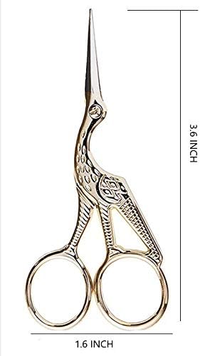 LIUSM 3.6" Stainless Steel Tip Classic Stork Scissors Crane Design Sewing Scissors DIY Tools Small Shear for Embroidery, Craft, Needle Work, Art Work Everyday Use Gold Scissors - Image 3