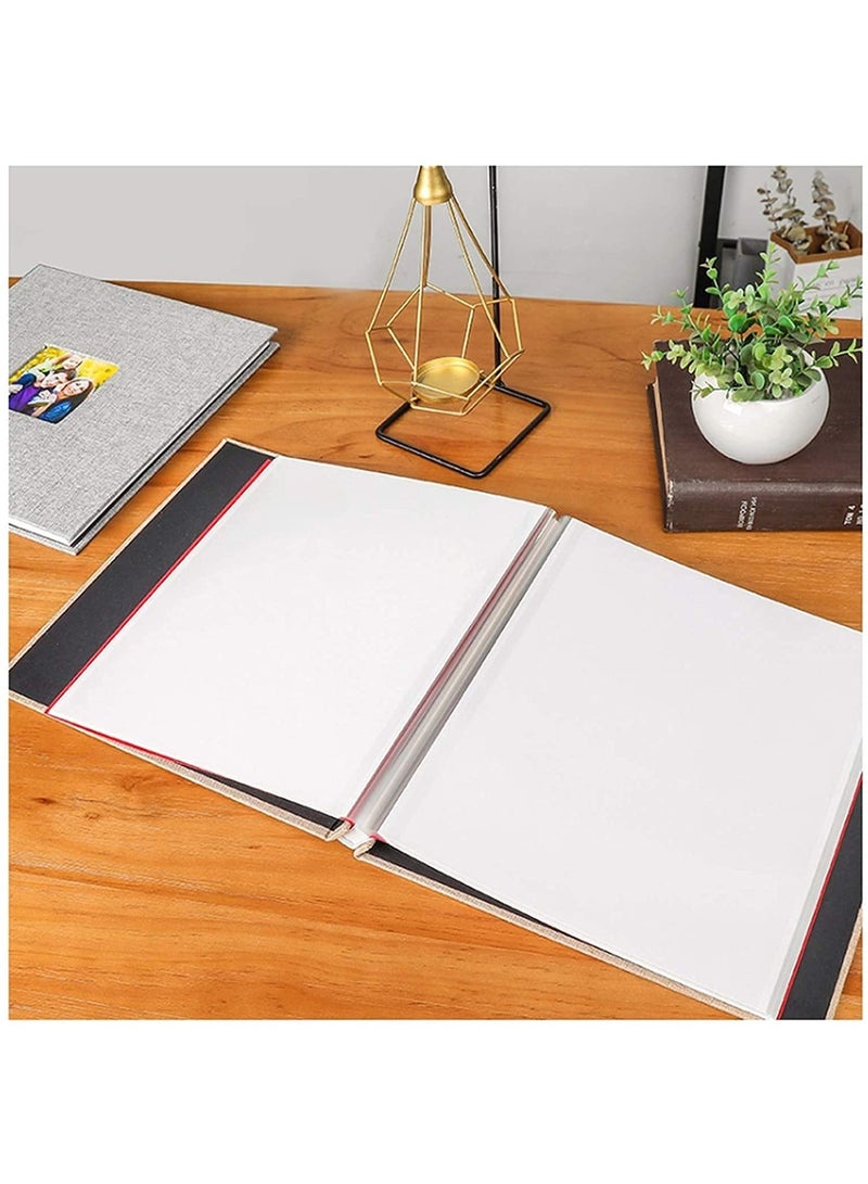 40-page self-adhesive photo album, gray linen window self-adhesive laminated photo album family photo album DIY pasted handmade photo album - Image 5