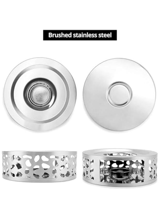 Arabest Tea Kettle Warmer, 4 Pack Brushed Stainless Steel Kettle, Hollow Frame, with Tea Candle Holder, Fits Most Teapots, Silver - Image 3