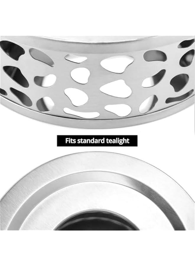 Arabest Tea Kettle Warmer, 4 Pack Brushed Stainless Steel Kettle, Hollow Frame, with Tea Candle Holder, Fits Most Teapots, Silver - Image 5