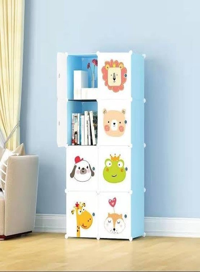 richtots Premium Multi-Purpose Organizer | 𝐊𝐢𝐝𝐬 𝐏𝐥𝐚𝐬𝐭𝐢𝐜 Modular Storage Rack for Clothes | Space-Saving Collapsible Wardrobe for Clothes【Blue, 8-Shelf-8-Door】 (Blue Lion) - Image 1