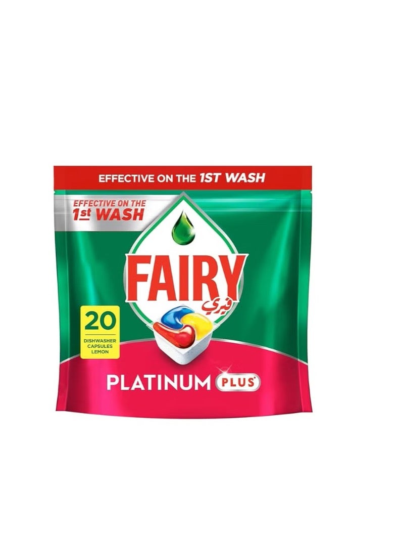 Fairy Platinum Plus Automatic Dishwasher TabletsLemon Scent, 20 Tablets
