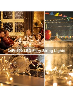 بامير سلسلة مصابيح LED بيضاء دافئة تعمل ببطارية AA بطول 7 أمتار و50 مصباح LED لعيد الميلاد وعيد الميلاد ورمضان وشجرة عيد الميلاد لديوالي وديكورات الزفاف المنزلية ووضعين وزر تشغيل وإيقاف في صندوق البطارية  - Image 5
